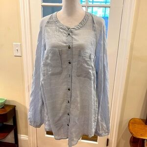 Free People Light Blue striped Button-Up Blouse.  Size S